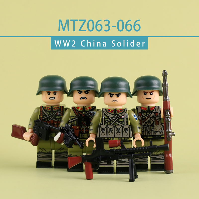 WW2 Chinese Nationalist Solider Minifigs Platoon Leader Building Block Rifleman Republic of China Army Military Collectible Toy Gifts MTZ063-066