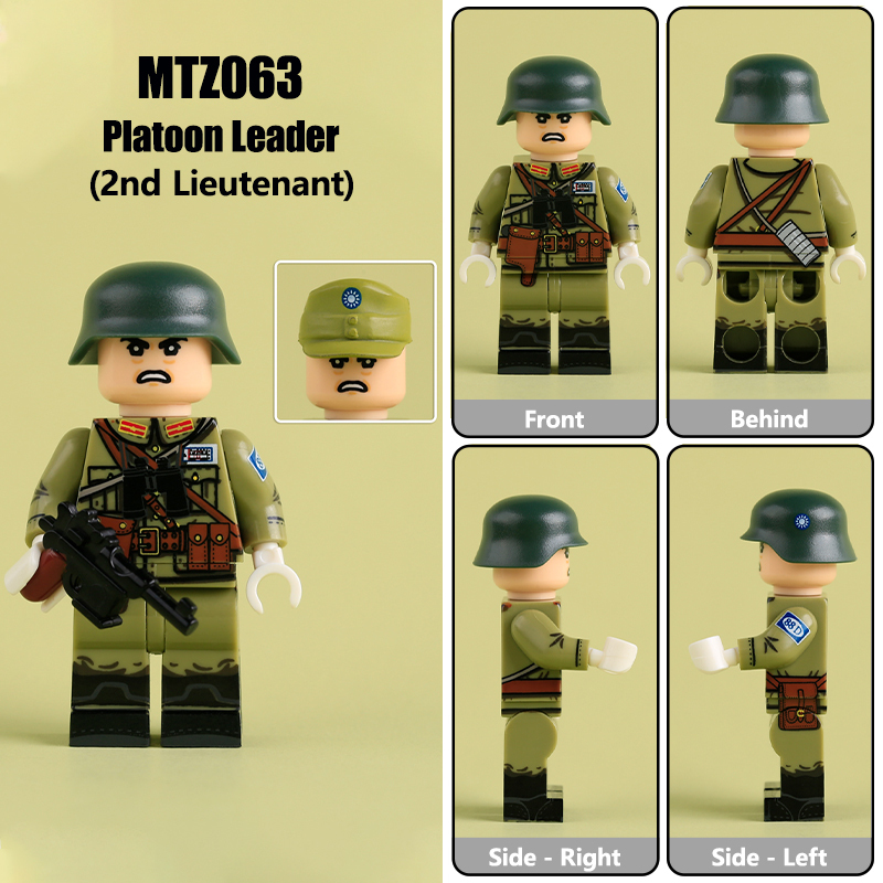 WW2 Chinese Nationalist Solider Minifigs Platoon Leader Building Block Rifleman Republic of China Army Military Collectible Toy Gifts MTZ063-066