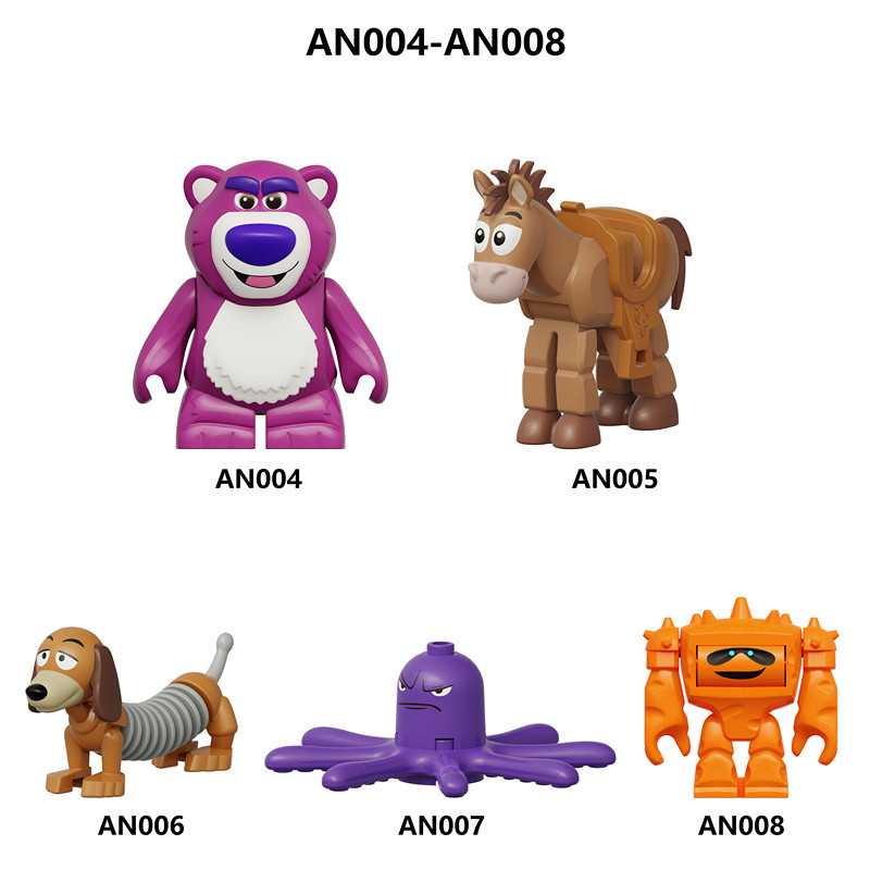 Disney Cartoon Toy Story Minifigs Lotso Huggin' Bear Building Blocks Bear Horse Dog Octopus Robot Compatible Brick Toys Children Gifts AN004-008