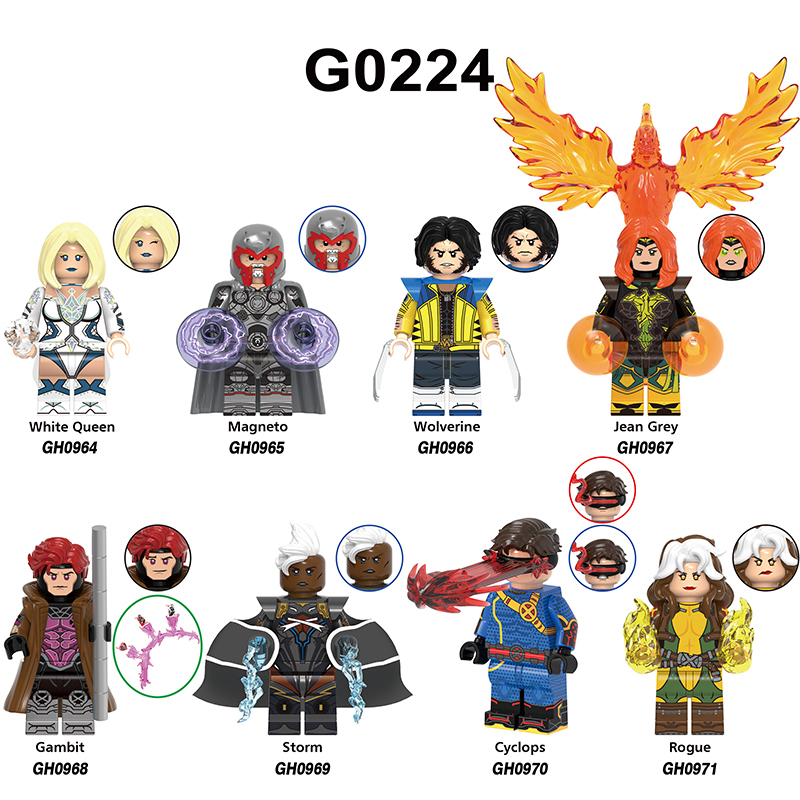 Marvel Superhero Wolverine Magneto Minifigs Building Block DC Comics White Queen Storm Compatible Toy Fans Gifts G0224
