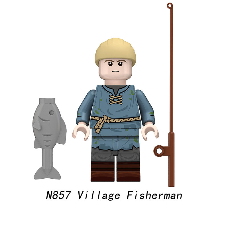 Medieval European Commoner Minifigs Building Block Sexton Baker Historical Village Fisherman Weaver Characters Toys Gifts N855-858