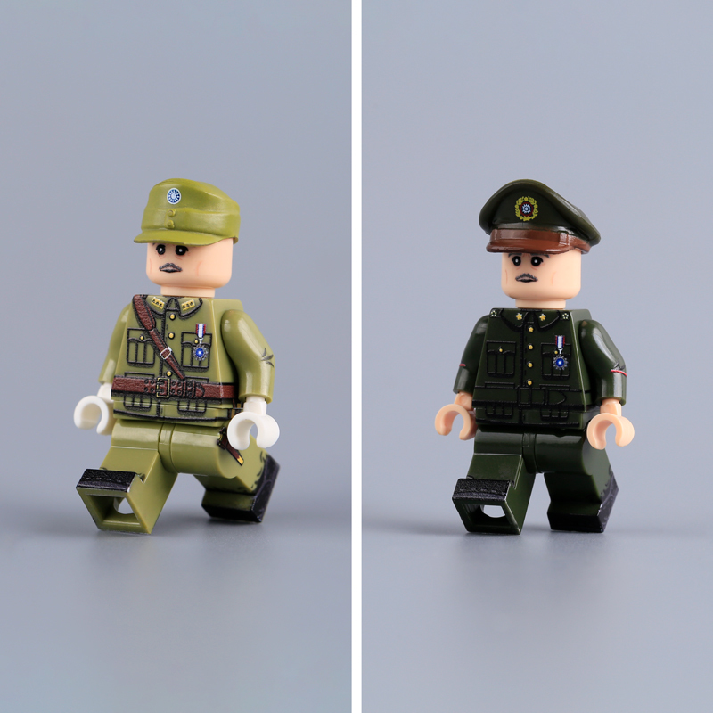 WW2 Chinese General Chang Kai-shek UV Printed Military Building Block Solider Officer Minifig Collectible Historical Military Toy Gift MTUV151 MTUV152