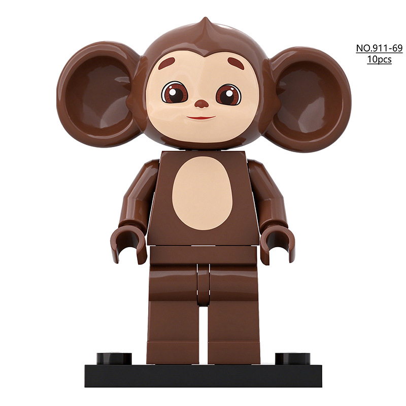 Cartoon Cheburashka Minifigs Cute Big Eared Monkey Building Blocks Character Assembly Game Movie Children Gifts Toys 911-69