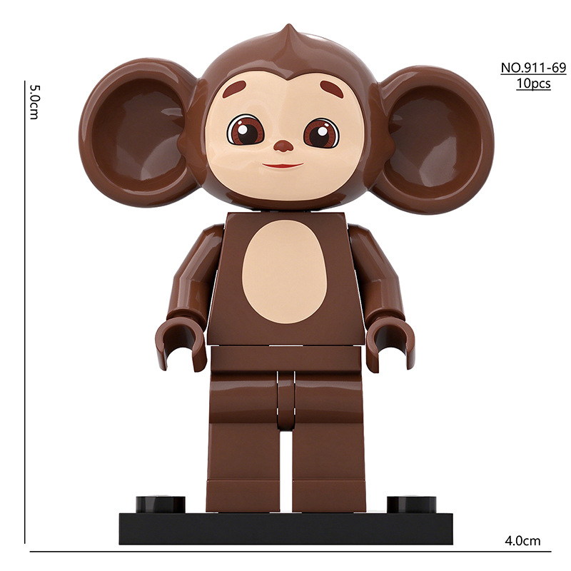 Cartoon Cheburashka Minifigs Cute Big Eared Monkey Building Blocks Character Assembly Game Movie Children Gifts Toys 911-69