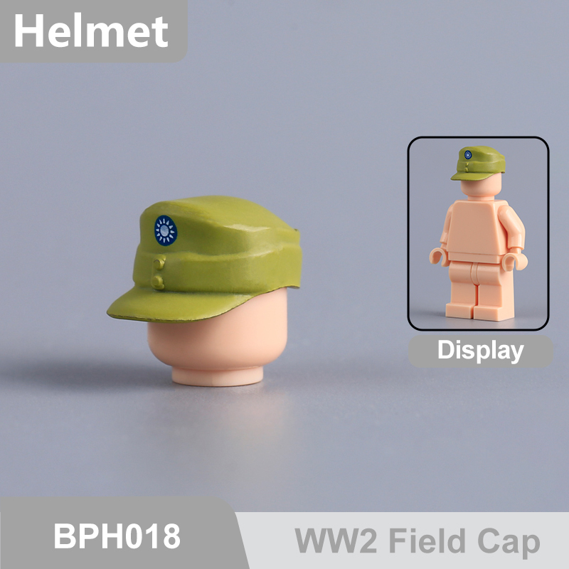 WW2 Chinese Nationalist Army Minifigs Helmet Field Cap Building Block Accessories Kuomintang Soldier Headgear Military Parts Toys Gifts BPH017 BPH018