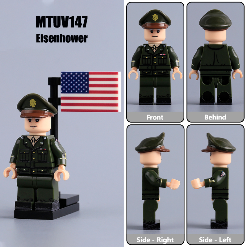 WW2 US Leaders Roosevelt Truman US President Minifig Building Block Eisenhower MacArthur Military Historical UV Printed Solider Toy Gift MTUV146-149