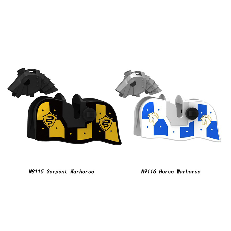 Medieval Castle Horse Armor Building Block Knight Minifigs Accessories Warhorse Caparison Barding Vest Head Cover Toys Gifts N9115 N9116