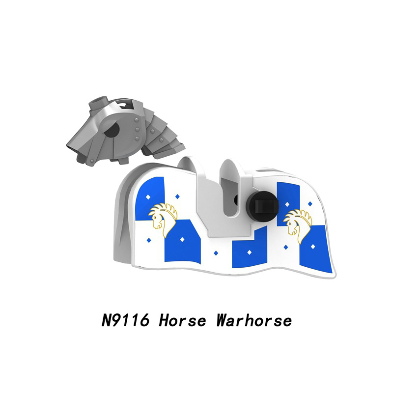 Medieval Castle Horse Armor Building Block Knight Minifigs Accessories Warhorse Caparison Barding Vest Head Cover Toys Gifts N9115 N9116