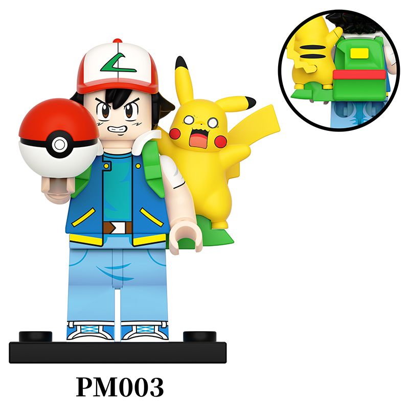 Japanese Anime Pokemon Cartoon Minifigs Building Blocks Collectible Character Assembly Cute Display Children Gifts Toys PM001-006