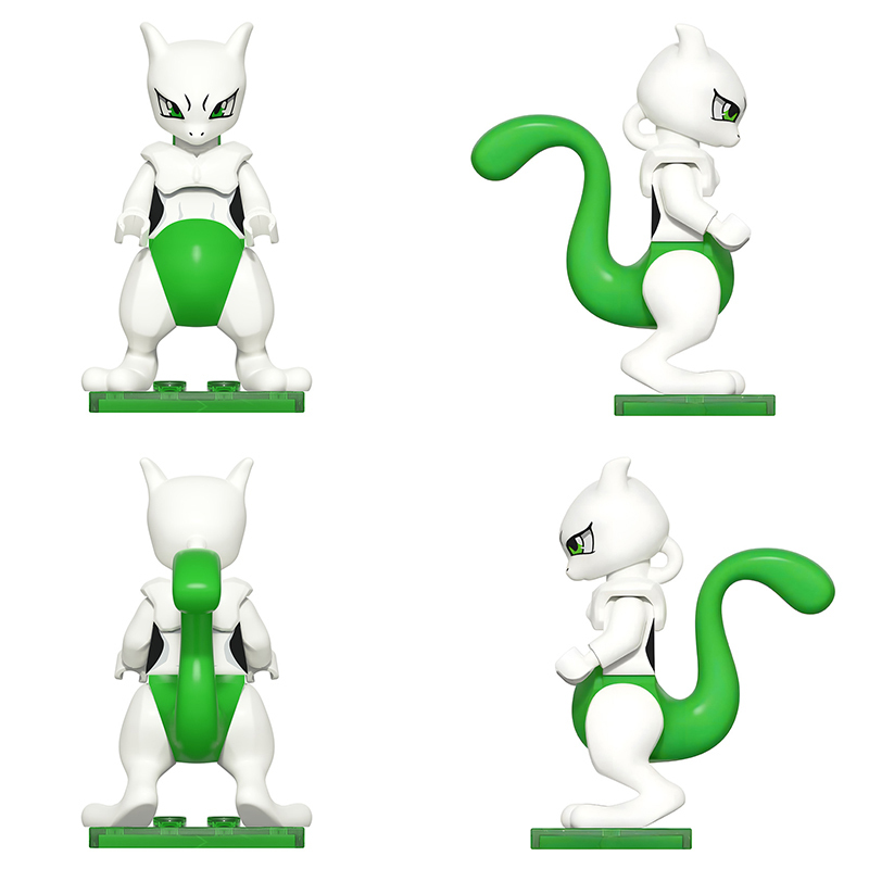 Japanese Anime Pokemon Minifigs Shiny Mewtwo Building Blocks Anime Character Fans Display Children Gift Toys UB1001 UB1002
