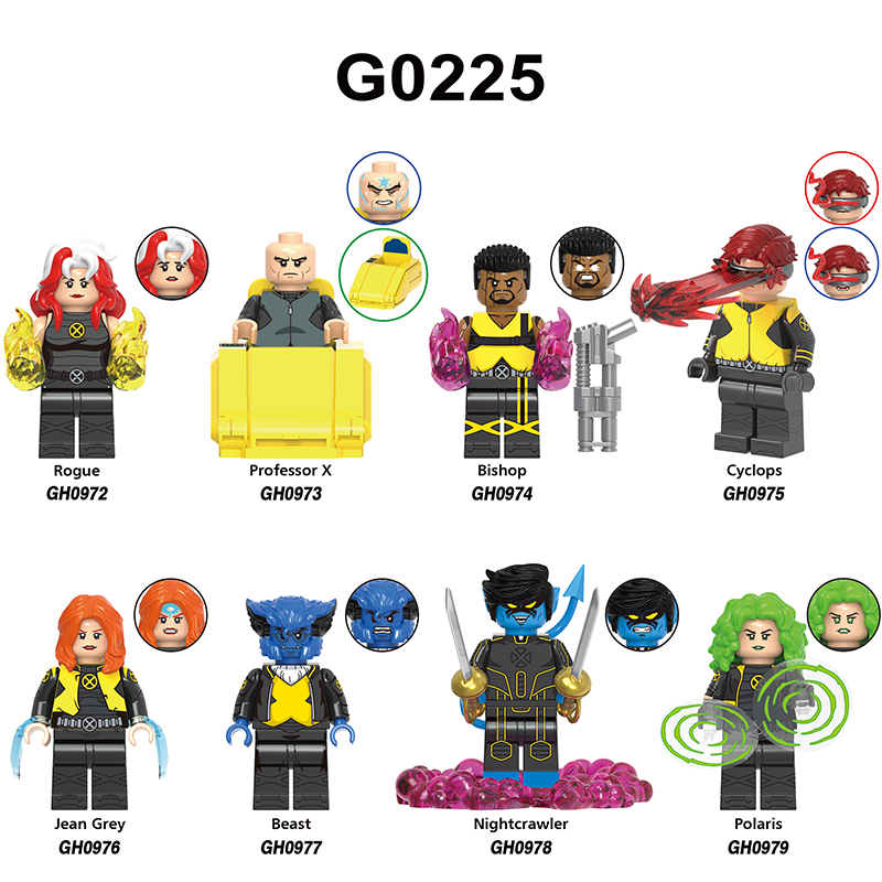 Marvel Superhero Rogue Bishop Cyclops Minifigs Building Block DC Comics Beast Nightcrawler Compatible Toy Fans Gifts G0225