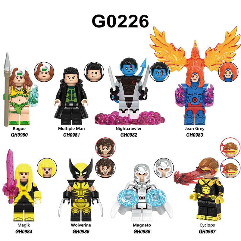 Marvel Superhero Wolverine Rogue Minifigs Building Block DC Comics Nightcrawler Magneto Compatible Toy Fans Gifts G0226