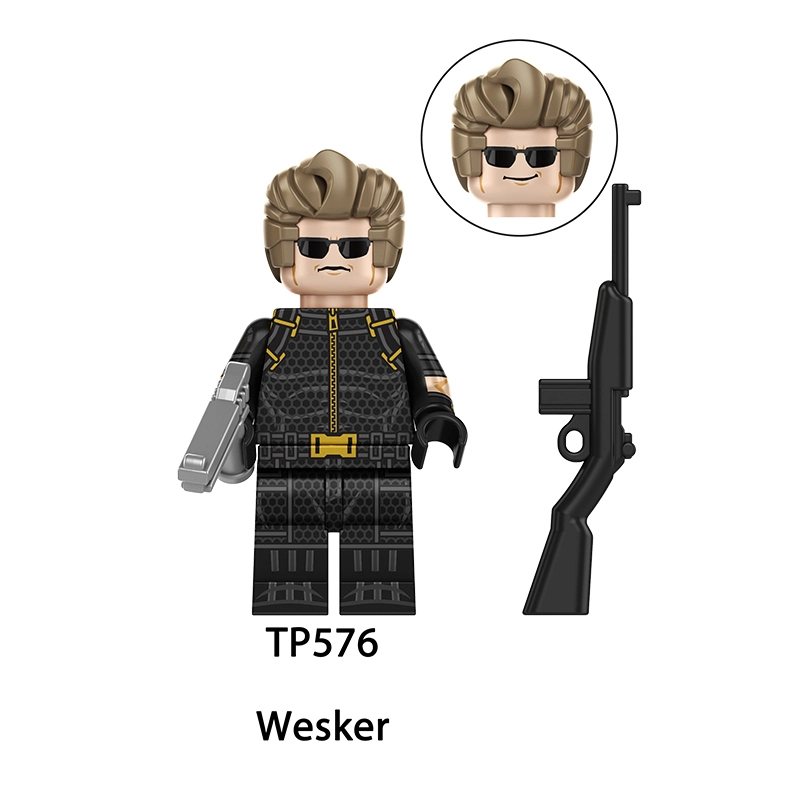 Resident Evil Leon Wesker Minifigs Ada Chris Grace Jill Claire Barry Building Block Survival Horror Game Character Toy Gifts TP1070