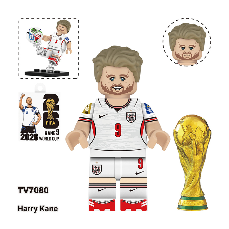 World Cup Football Player Erling Haaland Minifgs Building Blocks Harry Kane Lionel Messi Sports Team Bricks Toy Fans Gift TV6510