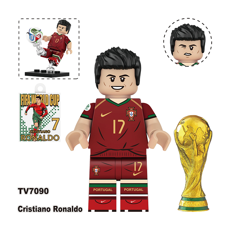 World Cup Football Player Lionel Messi Cristiano Ronaldo Erling Haaland Minifgs Building BlocksCristiano Ronaldo sports Team Bricks Toy Fans Gift TV6511