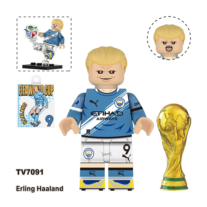 World Cup Football Player Lionel Messi Cristiano Ronaldo Erling Haaland Minifgs Building BlocksCristiano Ronaldo sports Team Bricks Toy Fans Gift TV6511