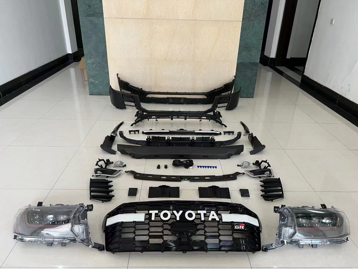 Body kit include front bumper assembly with grille headlight for Land Cruiser 200 change to Land Cruiser 300 low to high