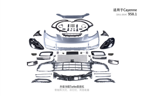 For Porsche Cayenne 958.1 2011-2014 change to 9Y0 2018 Turbo body kit include front bumper assembly with grille headlights eye brown