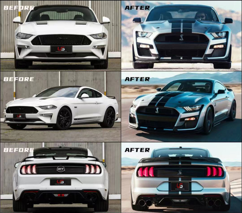 Body kit for Ford Mustang 2018-2020 upgrade to GT500 shelby include front and rear bumper side skirt front lip rear diffuser