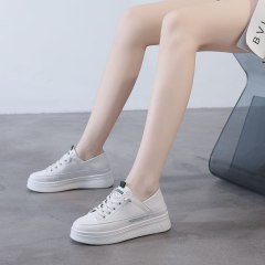 Summer casual shoes women British simple white cowhide leather white women's shoes sports shoes women's shoes women