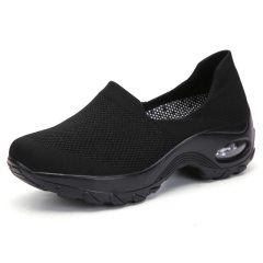 Summer big size mother's sneakers cloth shoes women's Non Slip slope heel thick sole single shoes fly woven fitness shoes