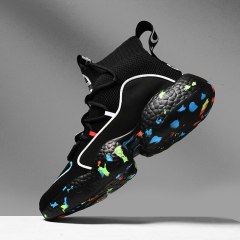 Fashion high quality camouflage basketball shoes men's breathable high top women's sports shoes 8696