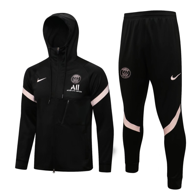 Paris Black Hoodie Training Soccer Jacket Suit 2021 -2022