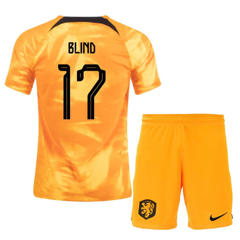 17 BLIND Netherlands Home Soccer Uniform World Cup 2022
