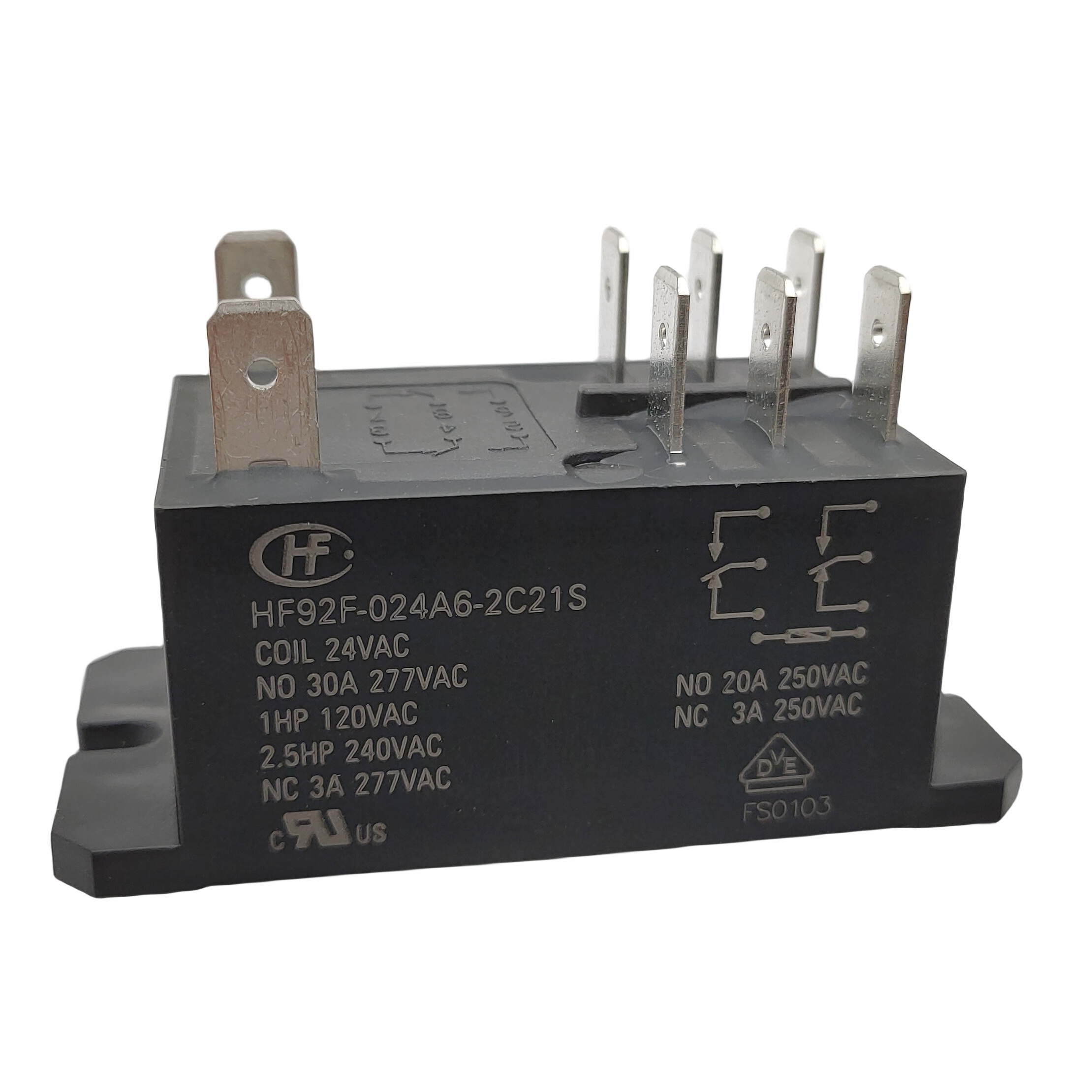 HONGFA  HF92F-024A6-2C21S Power Relay 24VAC 30A 277VAC 8Pins