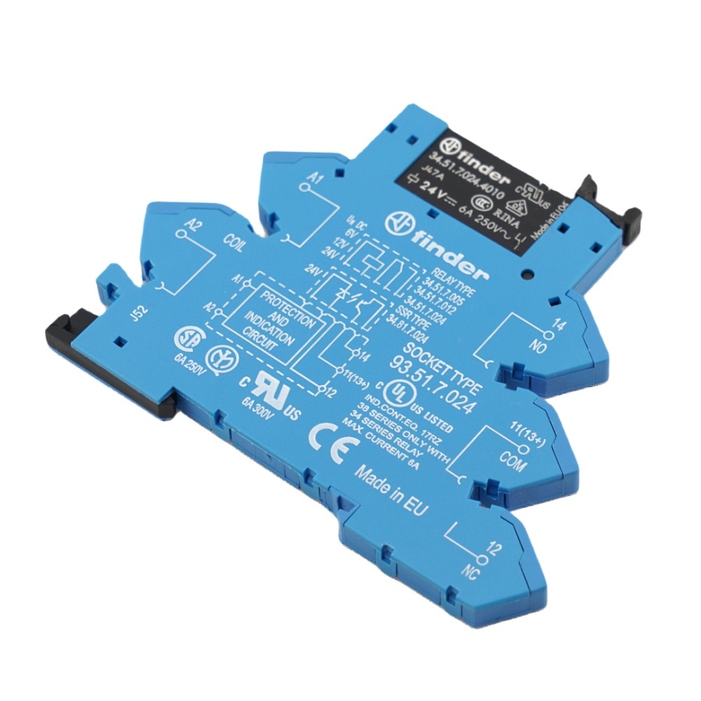 FINDER 34.51.7.024.4010 24VDC with 93.51.7.024 Socket Power Relay