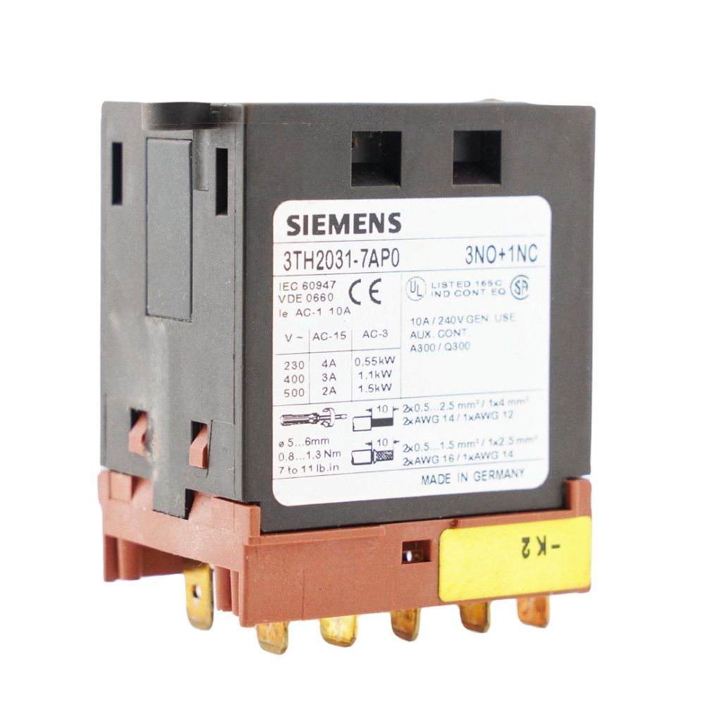 SIEMENS 3TH2031-7AP0 3NO+1NC Contactor 10A 240VAC 10Pins