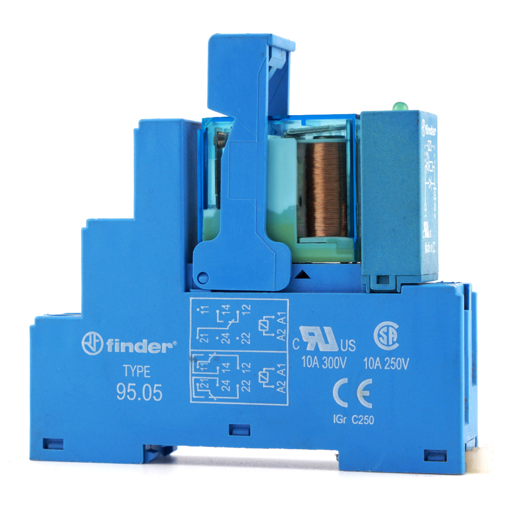 FINDER 40.52.9.024.0000 24VDC Power Relay With 95.05 Socket and 9902.9024.99