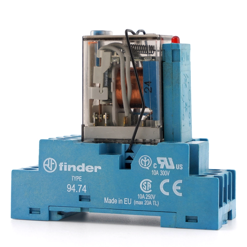 FINDER 55.34.9.024.0040 24VDC Power Relay With 94.74 Socket and LED ...
