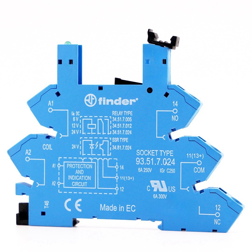 FINDER 93.51.7.024 Relay Socket Blue 16A