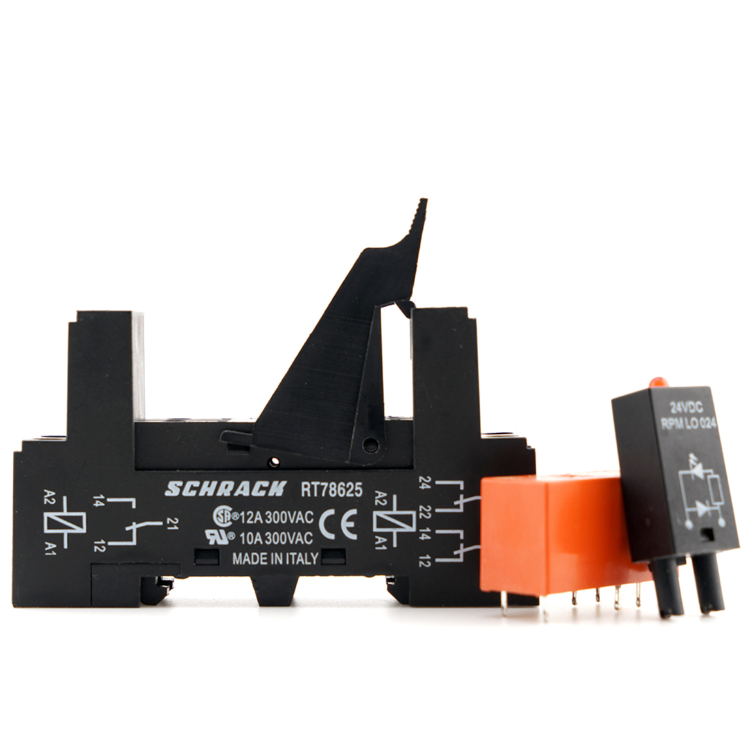 TE RT424024 Power Relay with RT78625 Socket and RPMLO024 Module