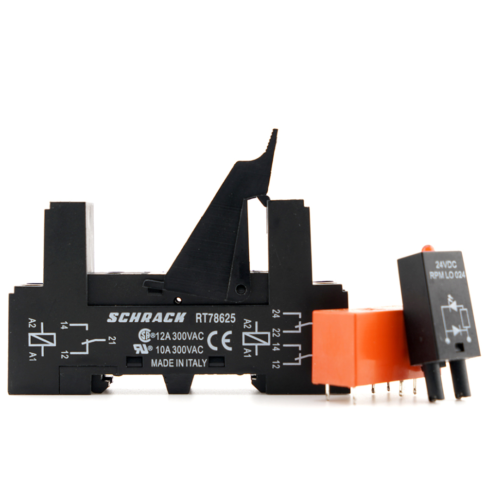 TE RT424024 Power Relay with RT78625 Socket and RPMLO024 Module