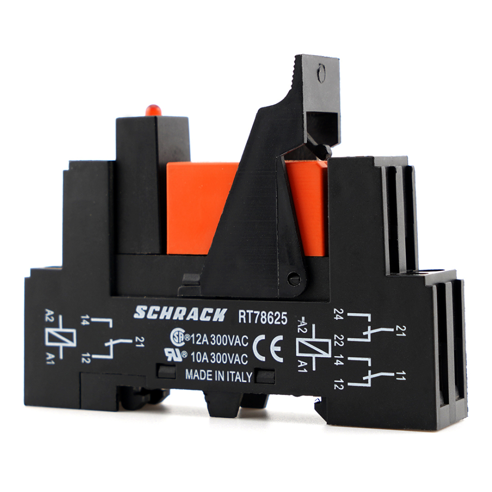 TE RT424024 Power Relay with RT78625 Socket and RPMLO024 Module