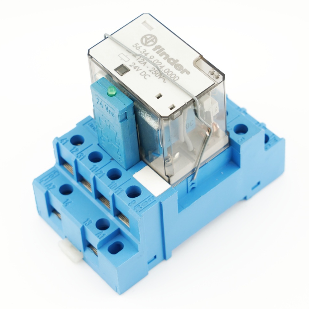 Finder 56.34.8.024.0000 Relays with TYPE 96.74 Sockets and 99.01.9.024.99 LED light