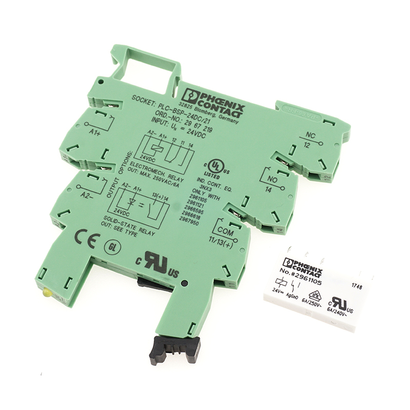PHOENIX CONTACT NO.2961105 24VDC Power Relay with No.2967219 Socket PLC-BSP-24DC/21