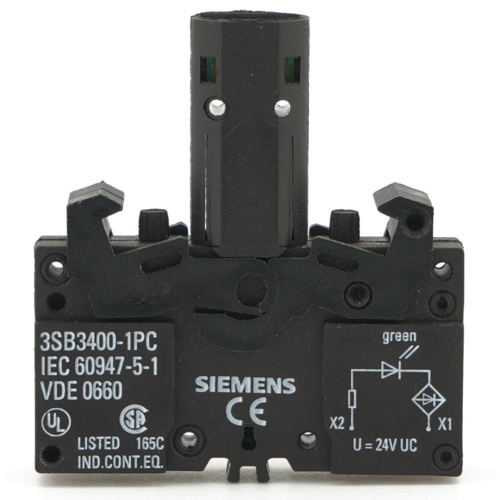 Siemens 3SB3400-1PC Switch part Lamp module with integrated LED  Grn, 24V, Screw term