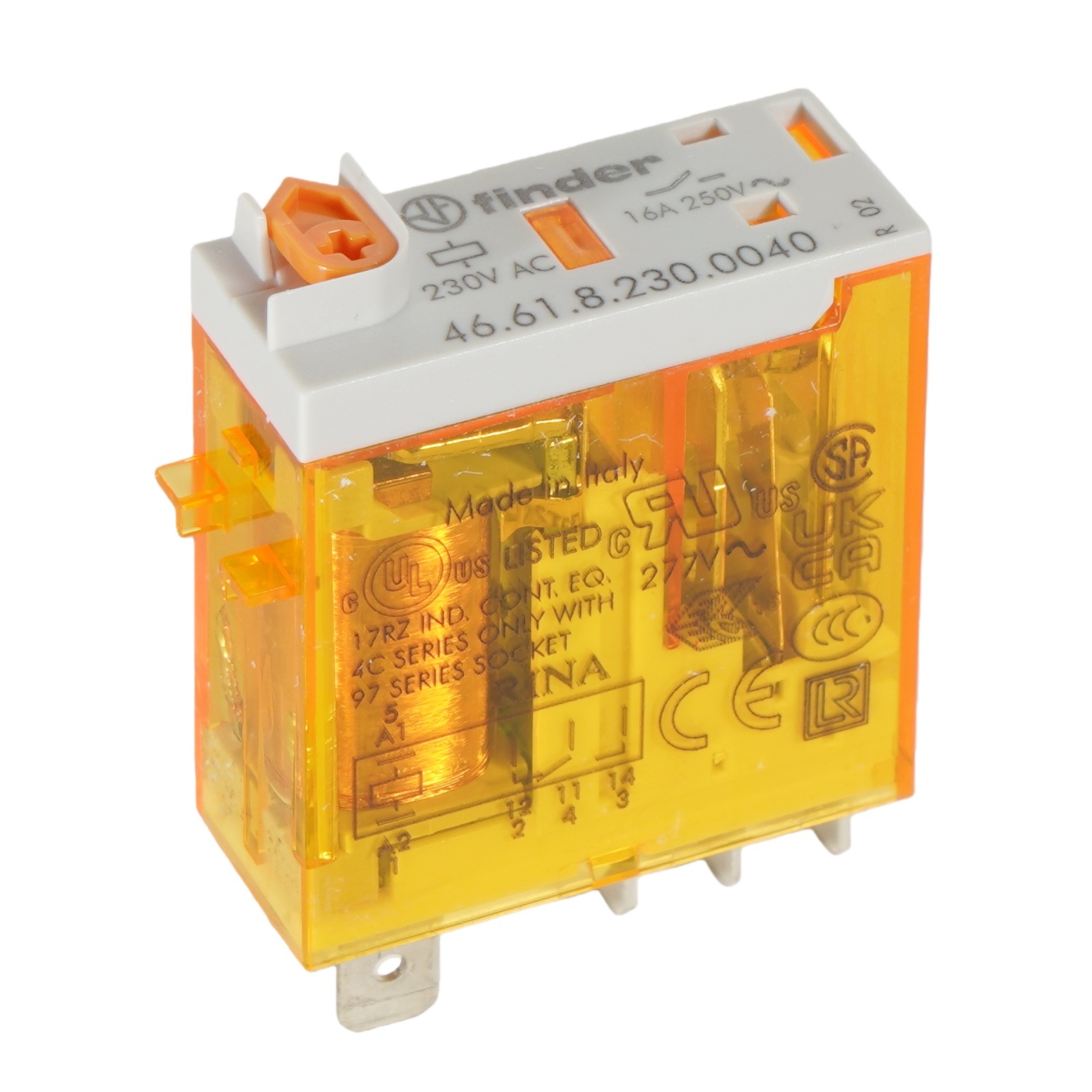 FINDER 46.61.8.230.0040 General Purpose Relay SPDT (1 Form C) 230VAC Coil