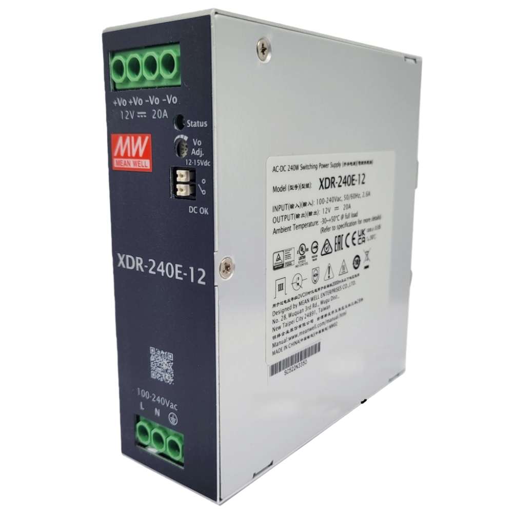 MEAN WELL XDR-240E-12 AC/DC DIN RAIL POWER SUPPLY 12V 240W 20A