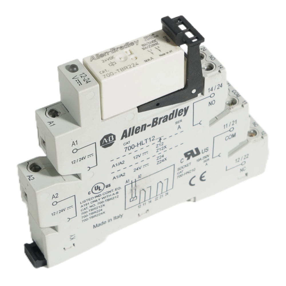 Allen-Bradley CAT700-TBR224+CAT700-HLT12 Terminal Block Relay Industrial Automation 24VDC DPDT DIN Rail
