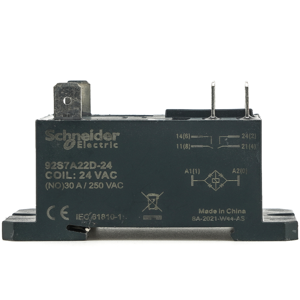 Schneider 92S7A22D-24 Power Relay 24VAC 30A 8pins