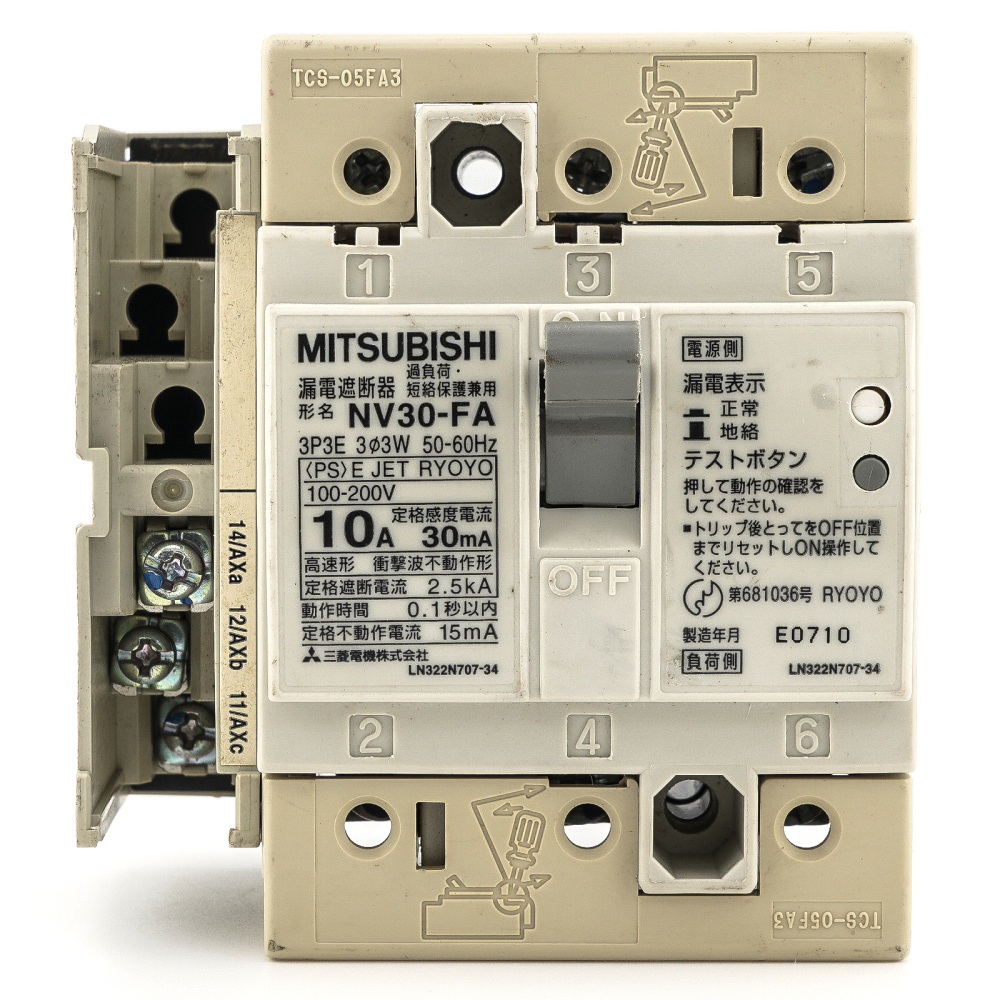 MITSUBISHI NV30-FA 10A 30mA Earth Leakage Circuit Breaker 100-200V