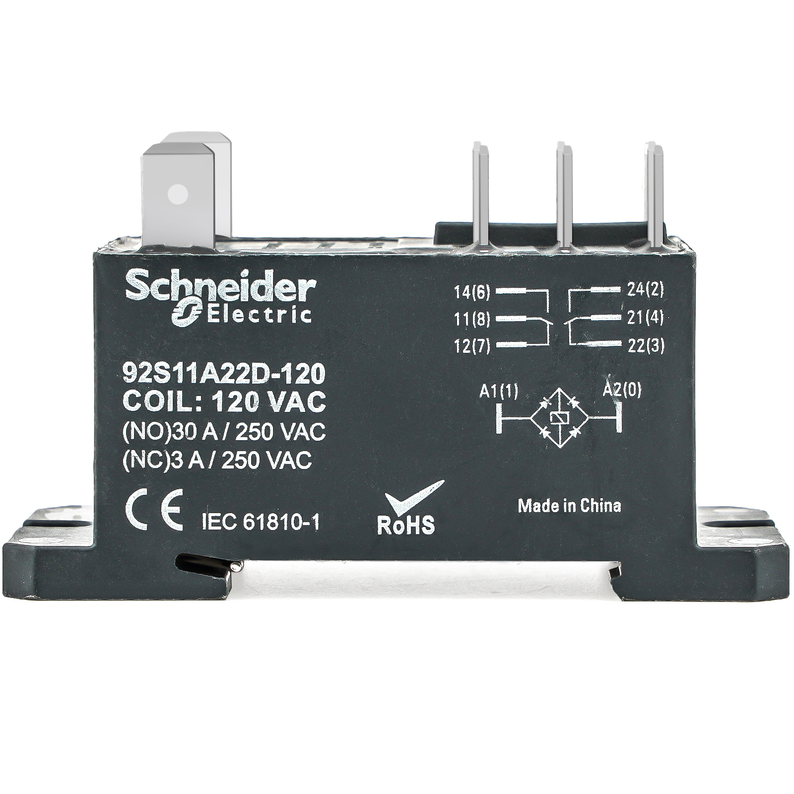 Schneider Electric 92S11A22D-120 Power Relay DPDT 120VAC Coil Chassis Mount