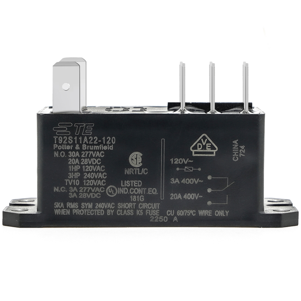 TE Connectivity T92S11A22-120 General Purpose Relay DPDT 120VAC Coil Chassis Mount 8Pins
