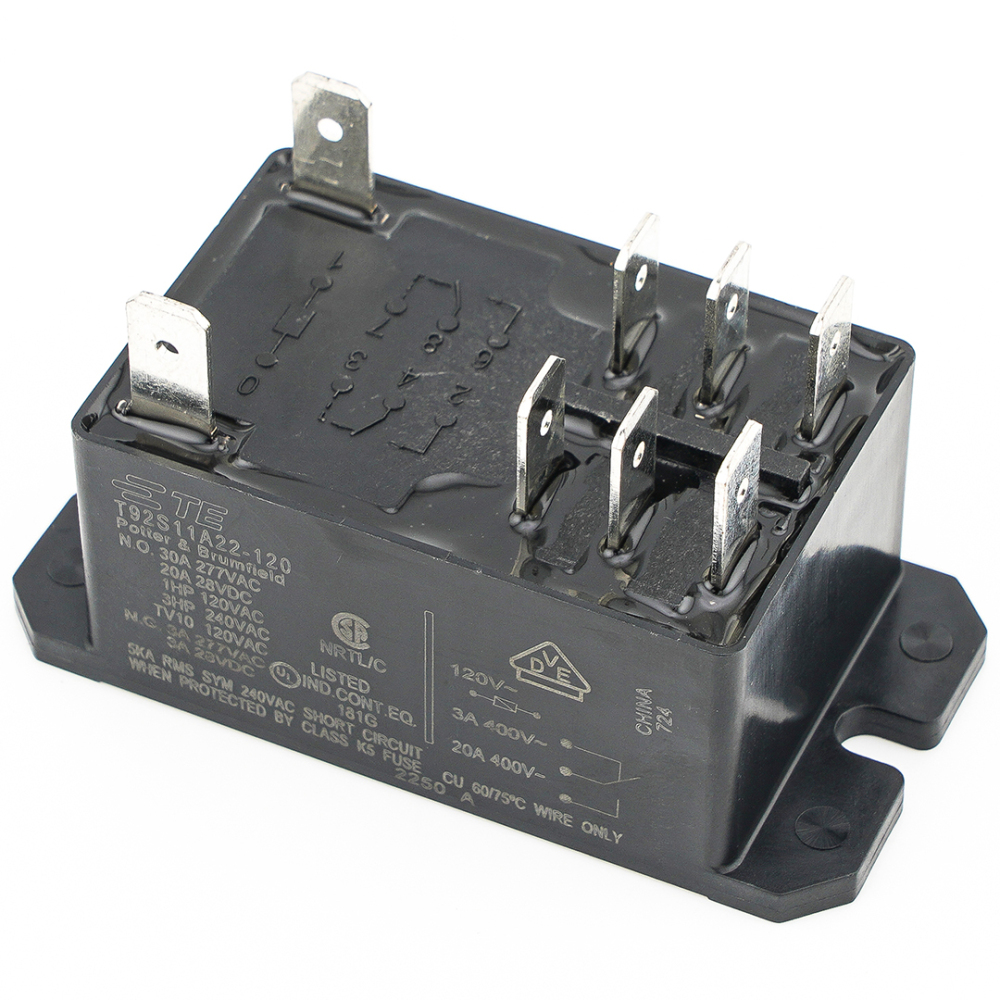 TE Connectivity T92S11A22-120 General Purpose Relay DPDT 120VAC Coil Chassis Mount 8Pins