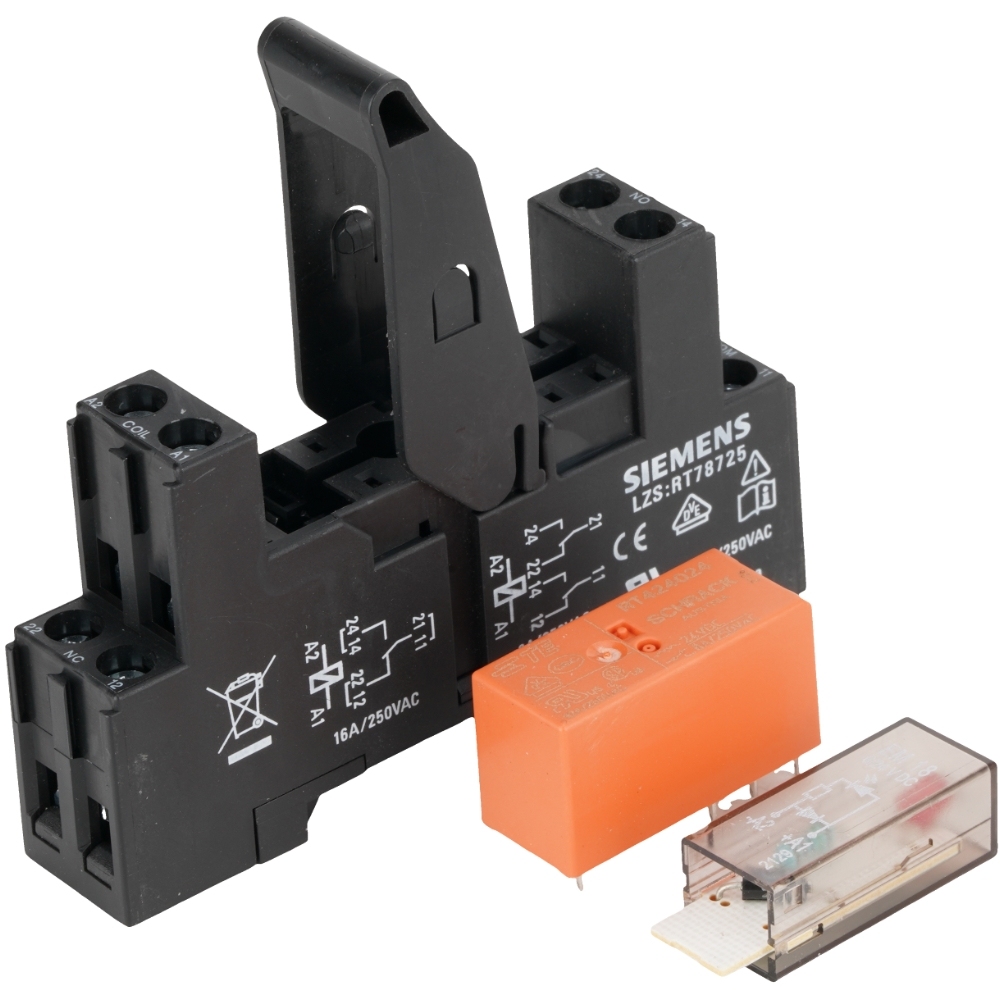 SIEMENS RT4A4L24 Plug-in Coupling Relay DC24V 2CO Contacts DIN Rail Mount