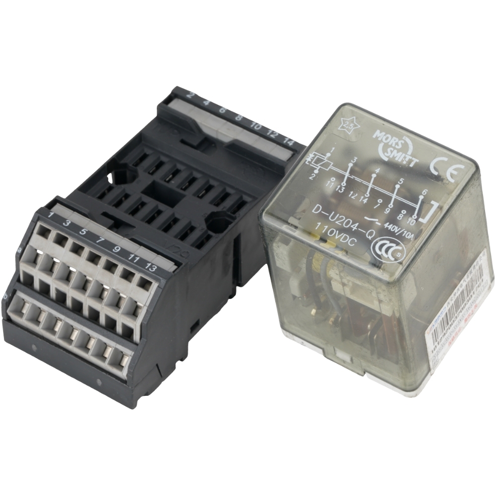 MORS SMITT D-U204-Q 110VDC Relay+V29 Spring Termina Socket Complete Unit